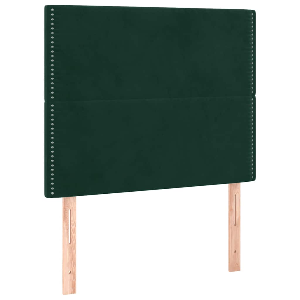 Krevet box spring s madracem LED tamnozeleni 90x200 cm baršun