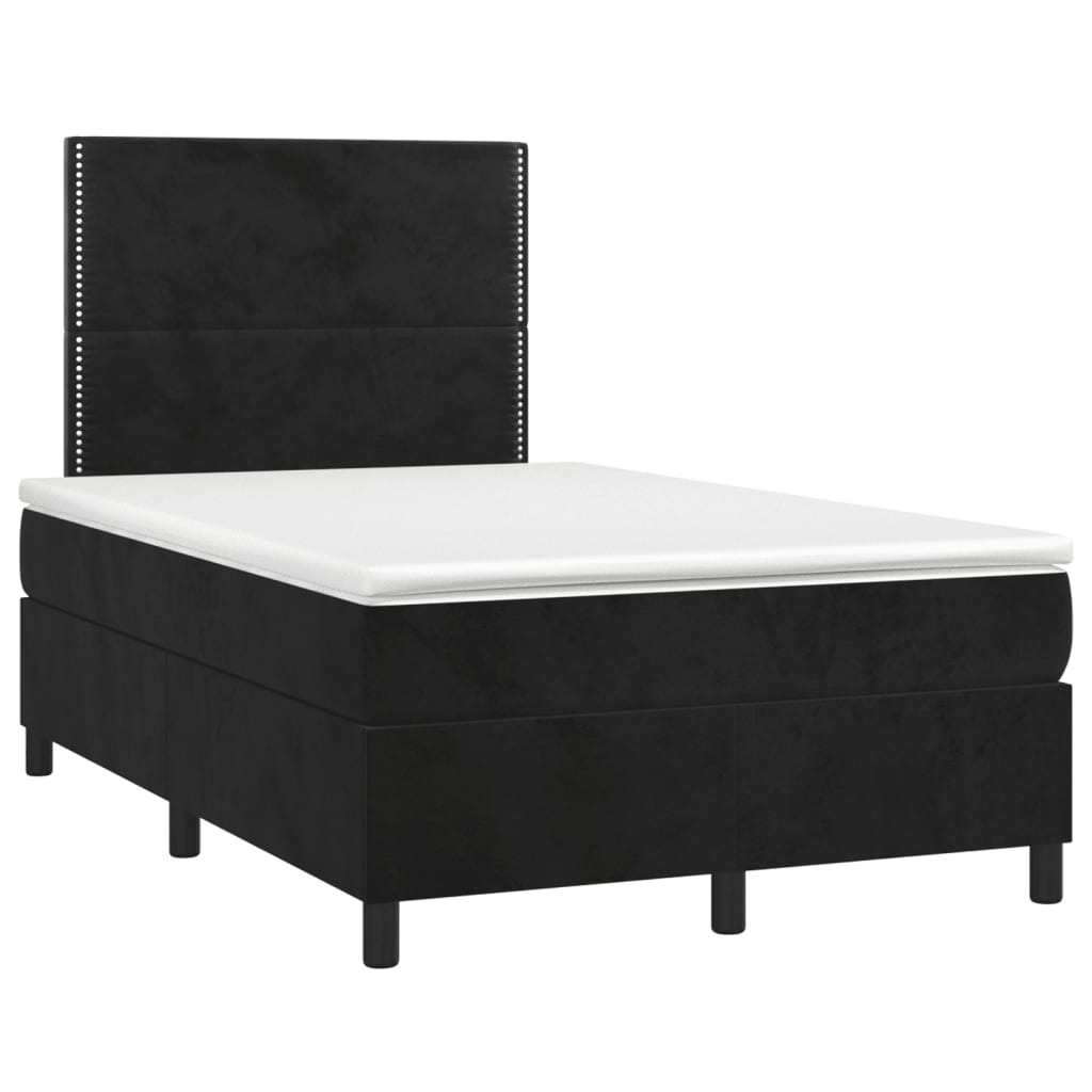 Krevet box spring s madracem LED crni 120 x 200 cm baršun