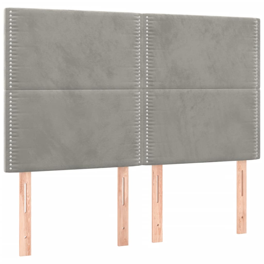 Krevet box spring s madracem LED svjetlosivi 140x200 cm baršun