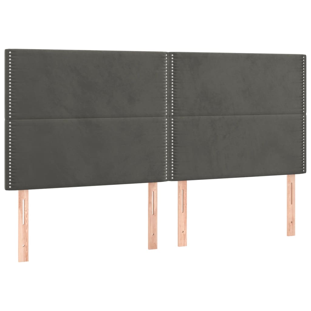 Krevet box spring s madracem LED tamnosivi 160x200 cm baršun