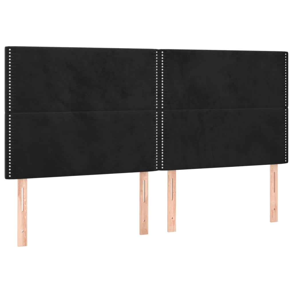Krevet box spring s madracem LED crni 160x200 cm baršun