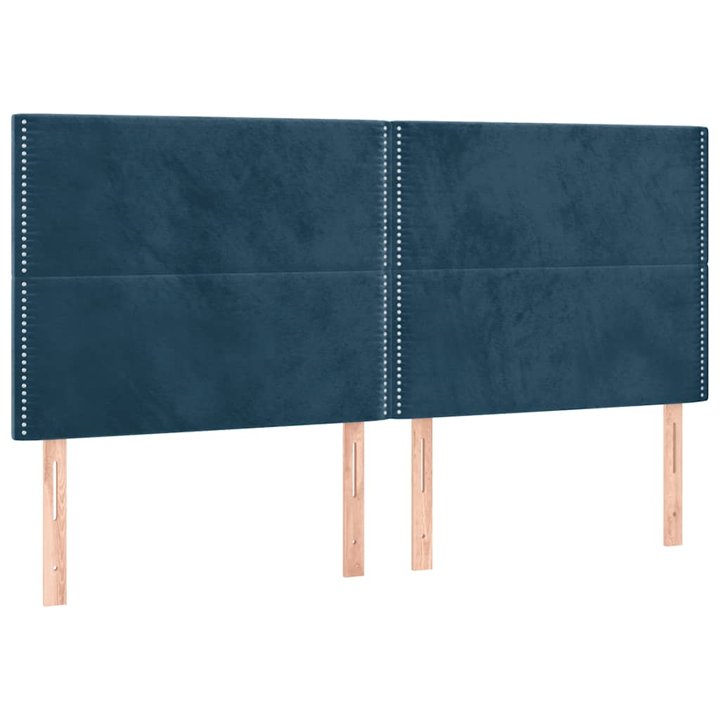 Krevet box spring s madracem LED tamnoplavi 160x200 cm baršun