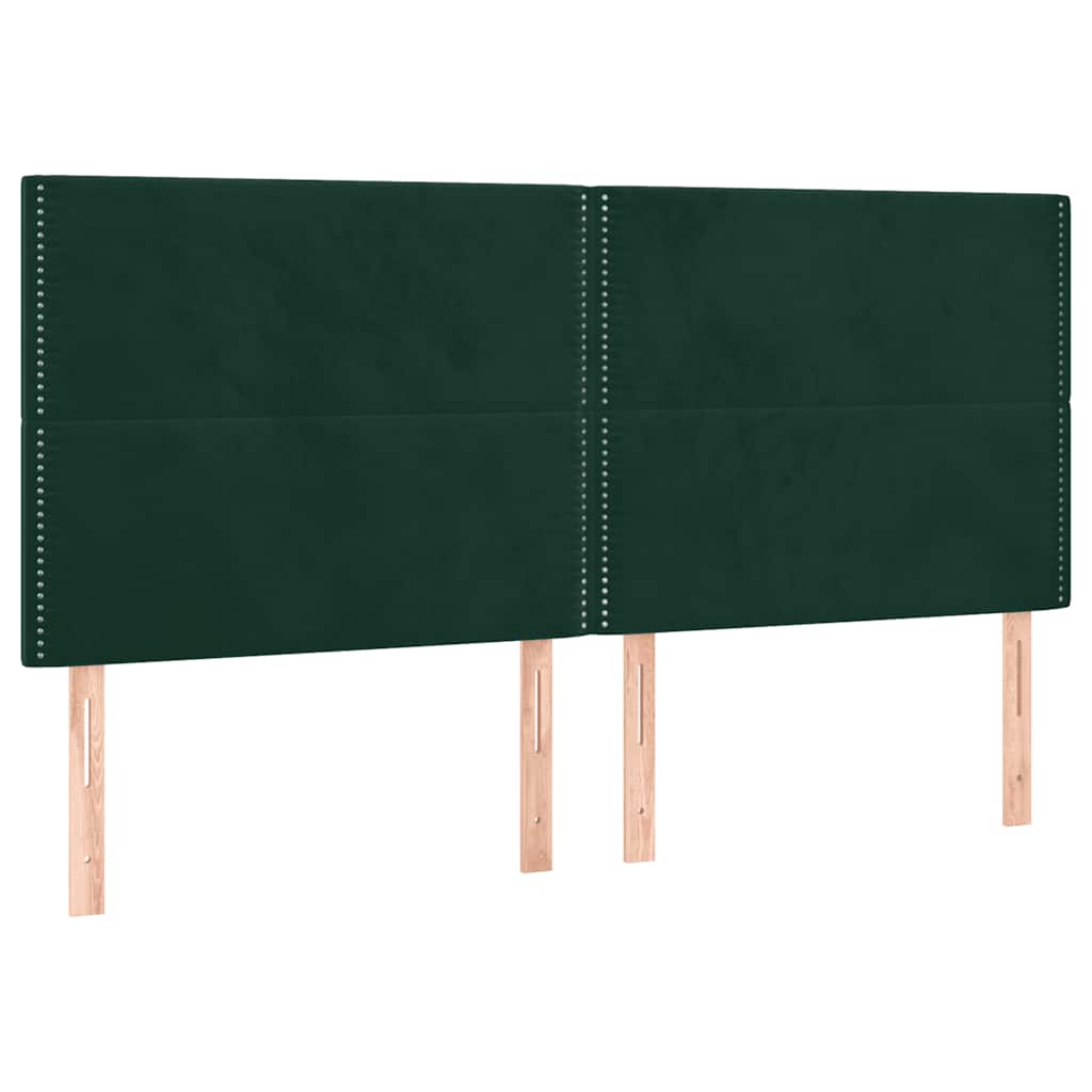 Krevet box spring s madracem LED tamnozeleni 200x200 cm baršun