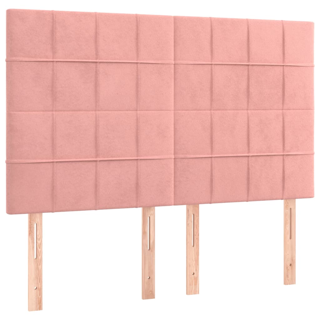Krevet box spring s madracem LED ružičasti 140x190cm baršunasti