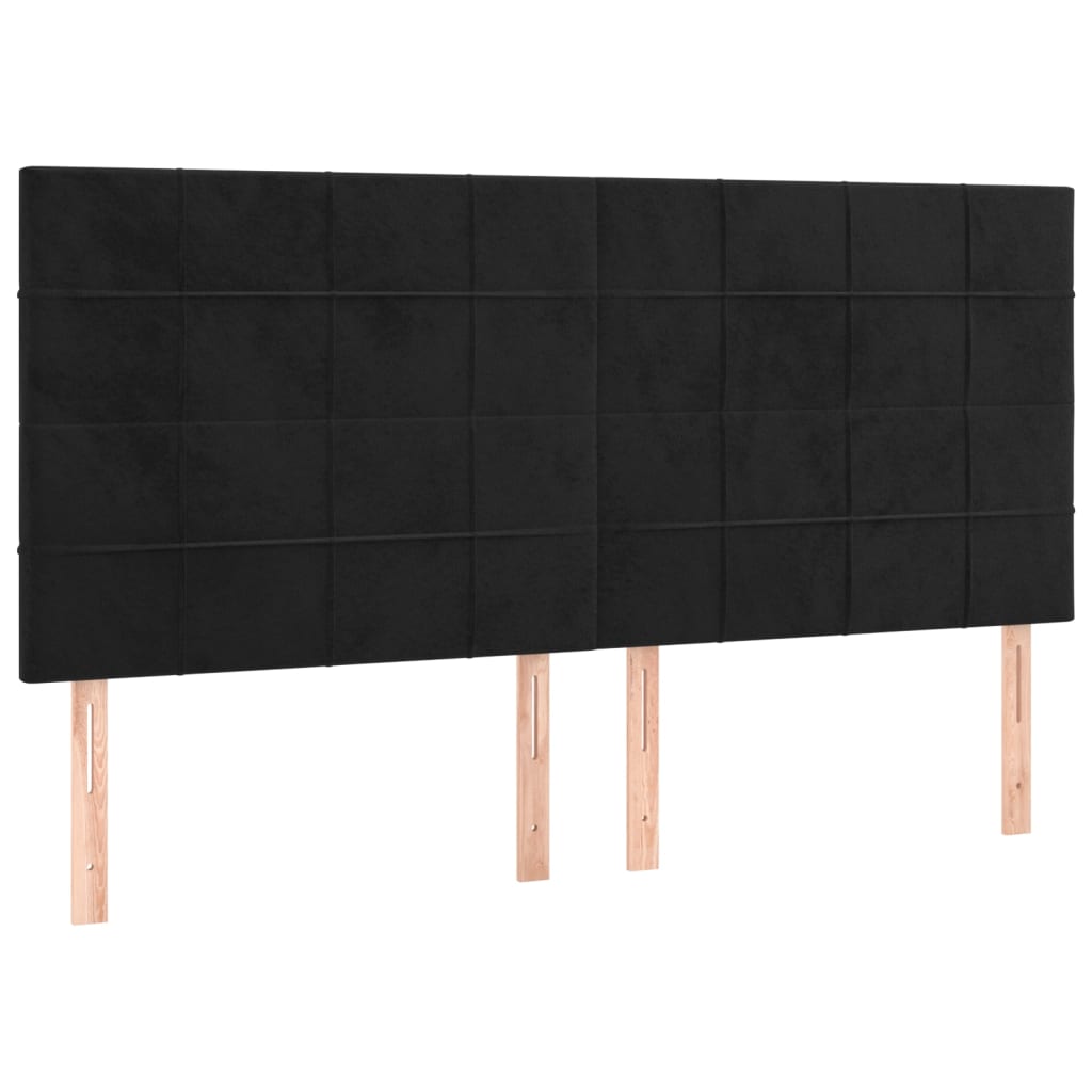 Krevet box spring s madracem LED crni 160x200 cm baršun