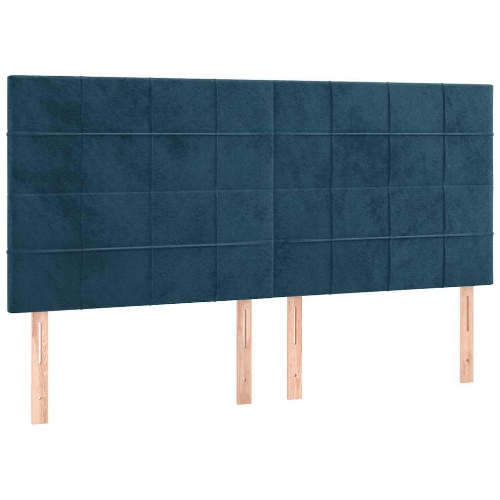 Krevet box spring s madracem LED tamnoplavi 160x200 cm baršun