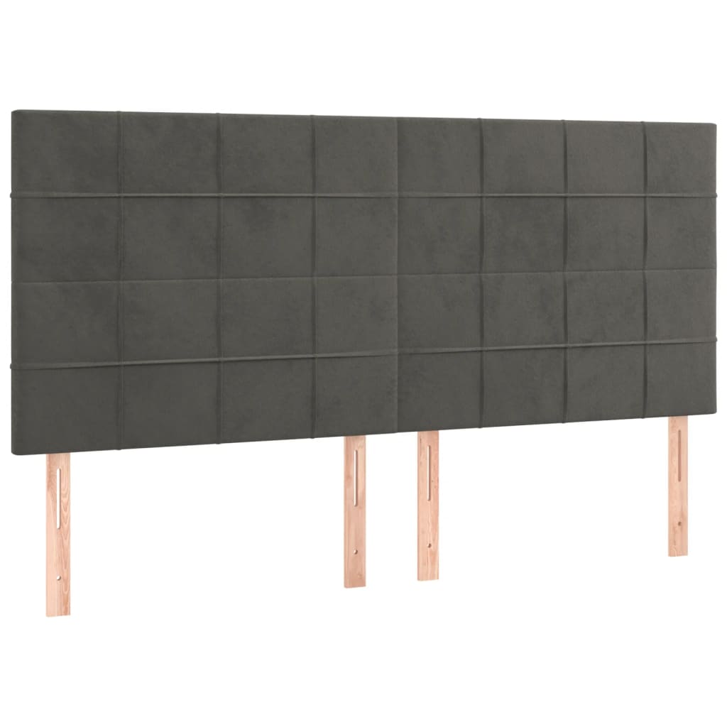 Krevet box spring s madracem LED tamnosivi 180x200 cm baršun