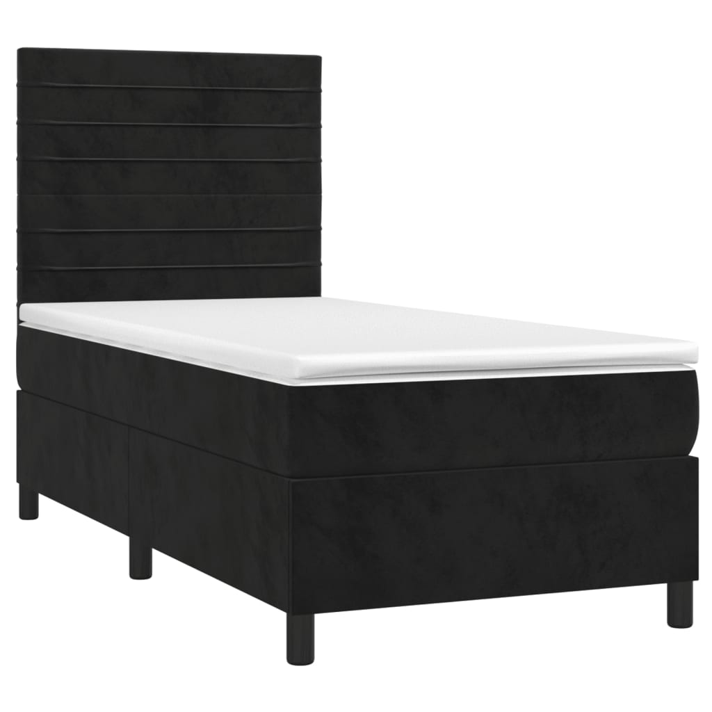 Krevet box spring s madracem LED crni 80 x 200 cm baršunasti