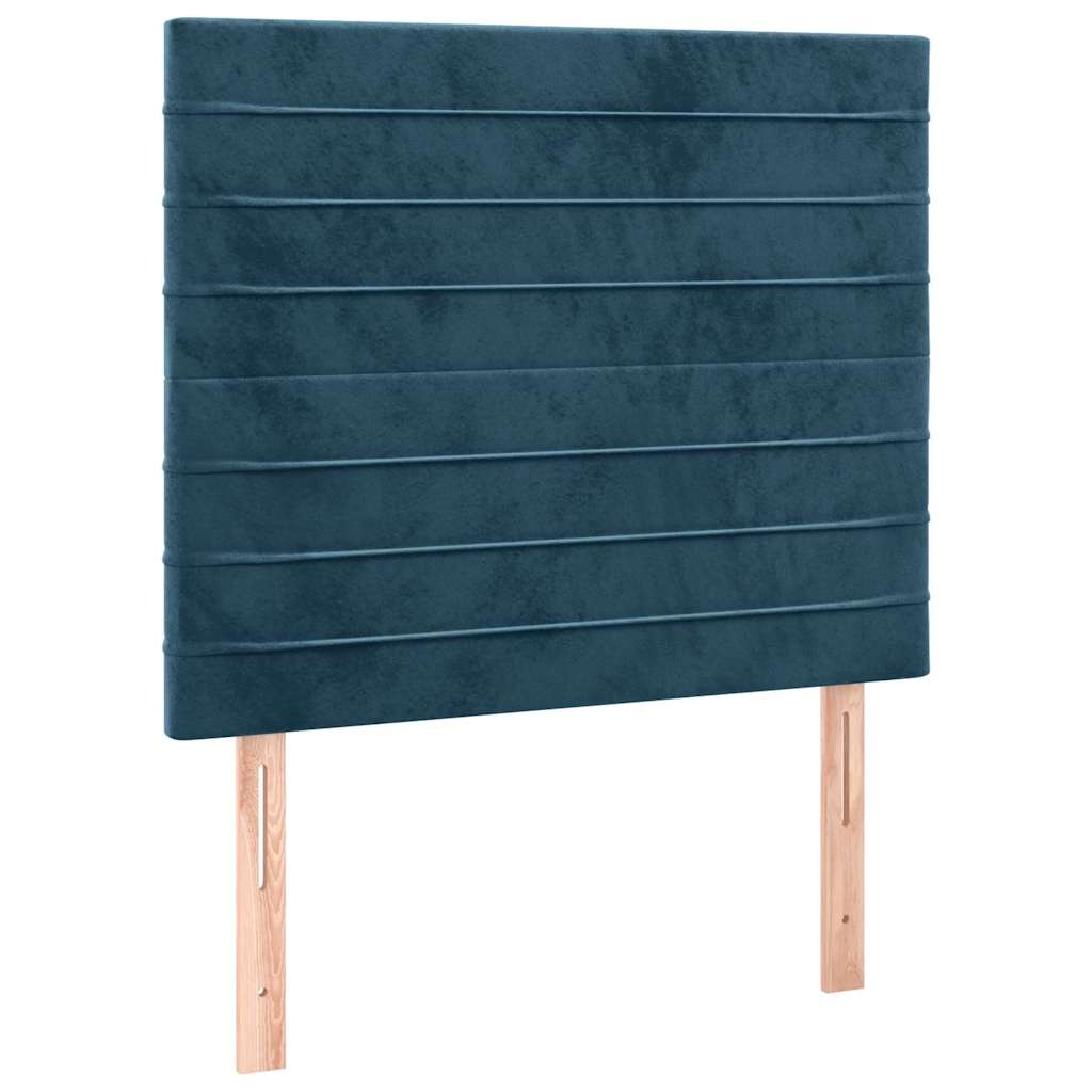 Krevet box spring s madracem LED tamnoplavi 80 x 200 cm baršun