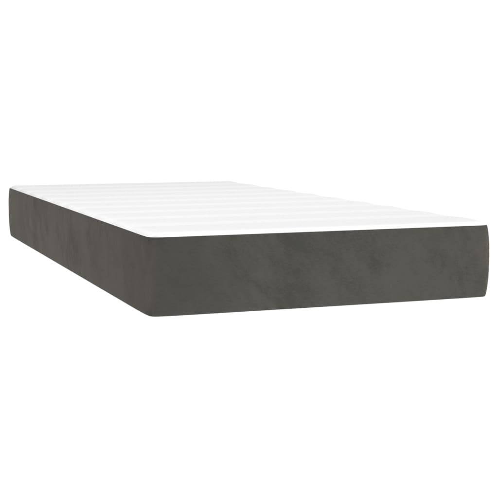 Krevet box spring s madracem LED tamnosivi 90x200 cm baršun