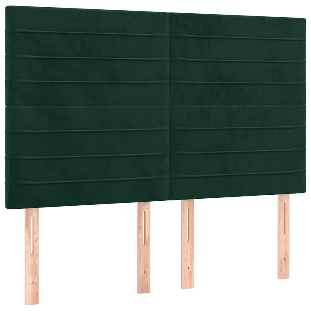 Krevet box spring s madracem LED tamnozeleni 140x190 cm baršun