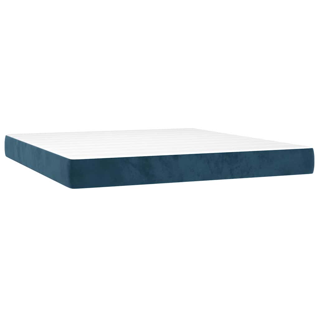 Krevet box spring s madracem LED tamnoplavi 180x200 cm baršun
