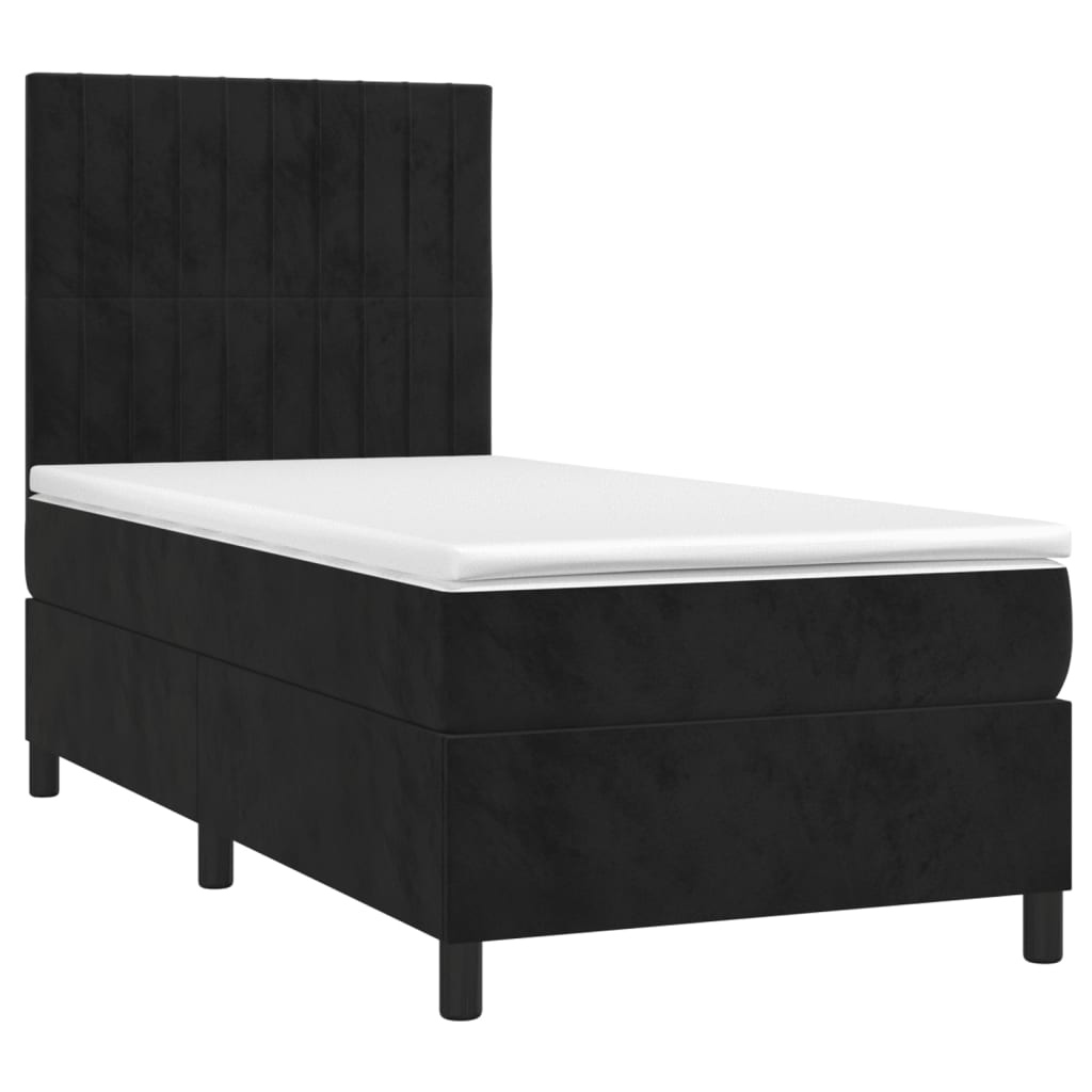Krevet box spring s madracem LED crni 80 x 200 cm baršunasti
