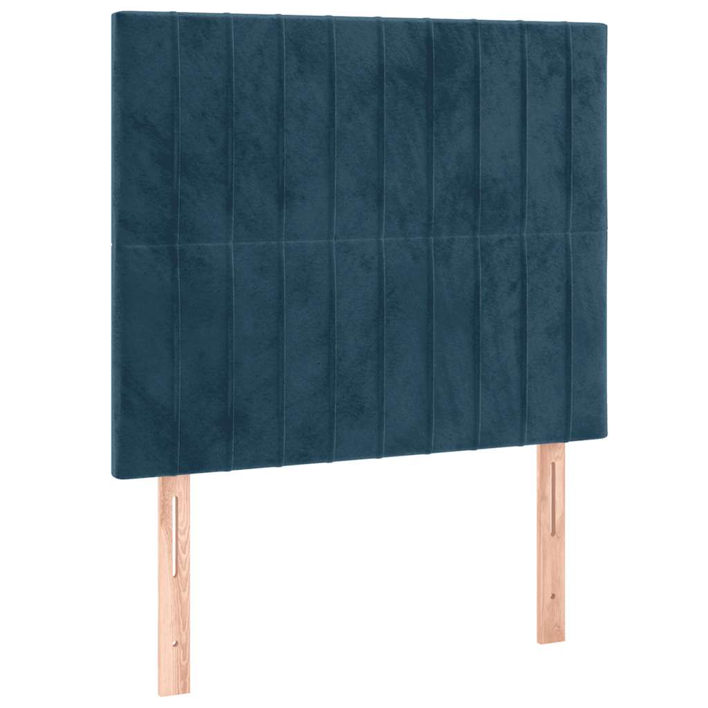 Krevet box spring s madracem LED tamnoplavi 90x190 cm baršun