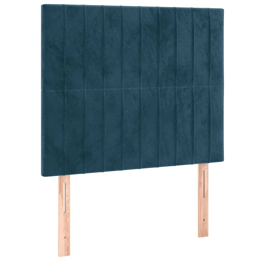 Krevet box spring s madracem LED tamnoplavi 90x200 cm baršun