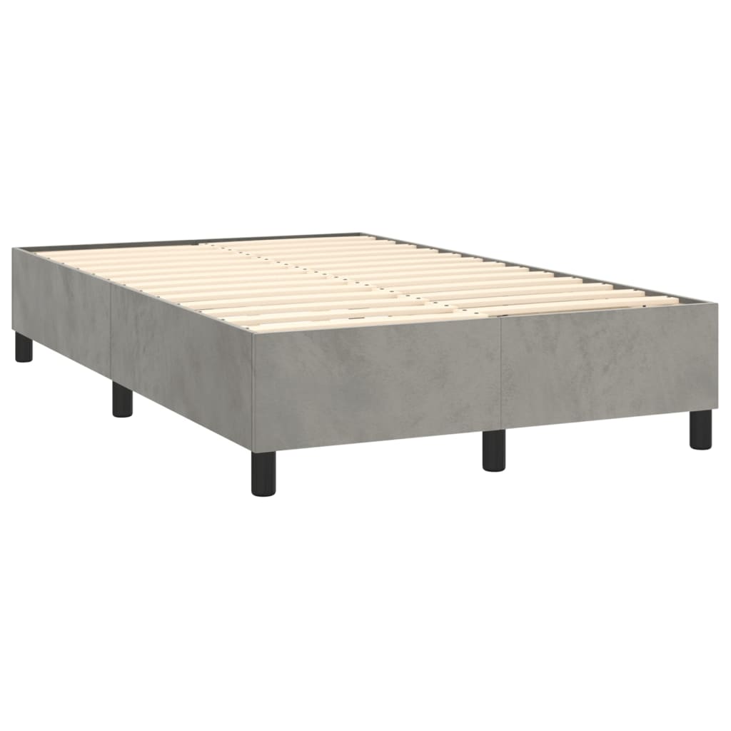 Krevet box spring s madracem LED svjetlosivi 120x200 cm baršun