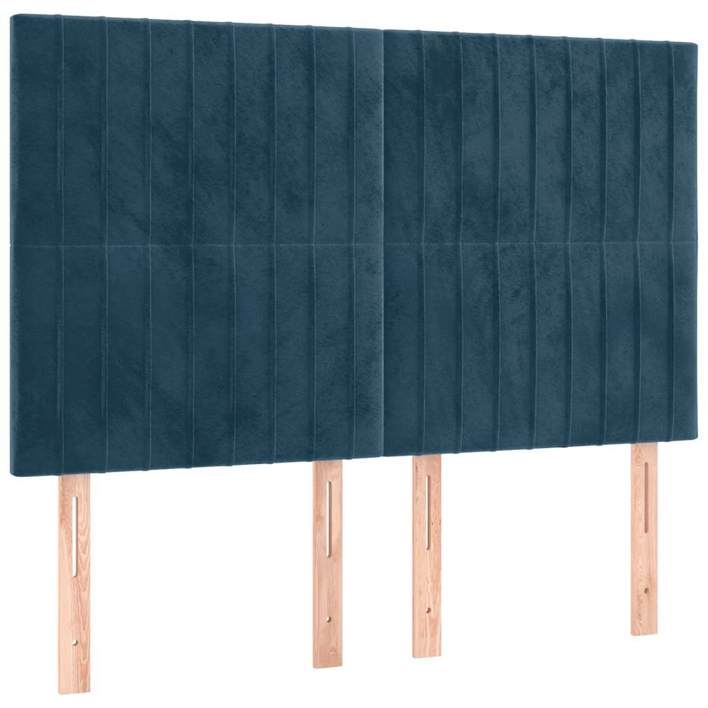 Krevet box spring s madracem LED tamnoplavi 140x200 cm baršun