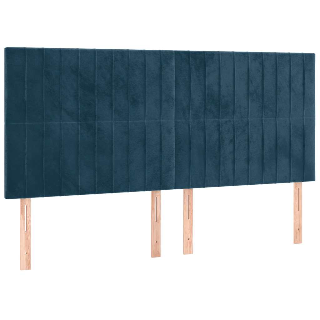Krevet box spring s madracem LED tamnoplavi 160x200 cm baršun