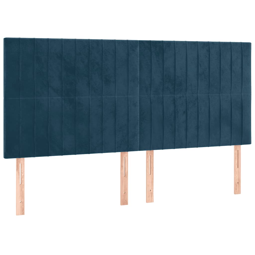 Krevet box spring s madracem LED tamnoplavi 180x200 cm baršun