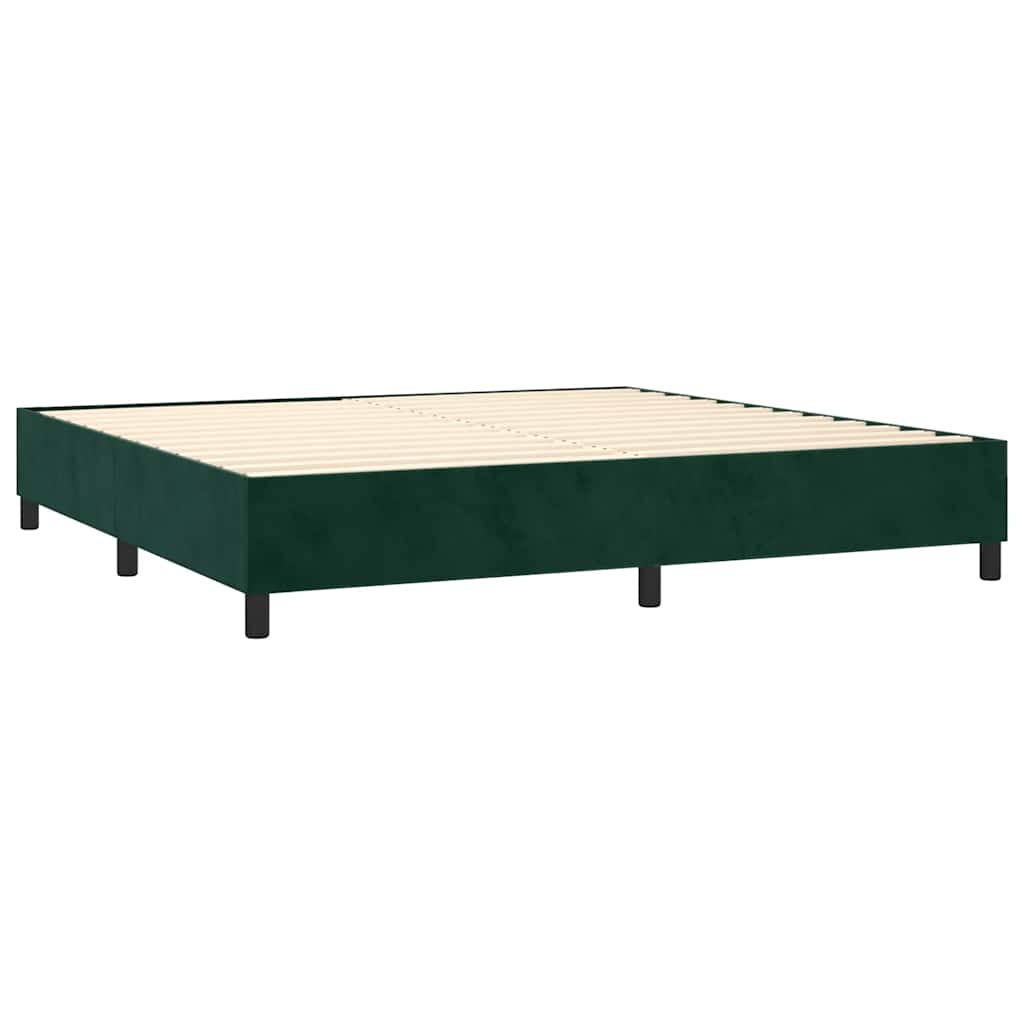 Krevet box spring s madracem LED tamnozeleni 200x200 cm baršun