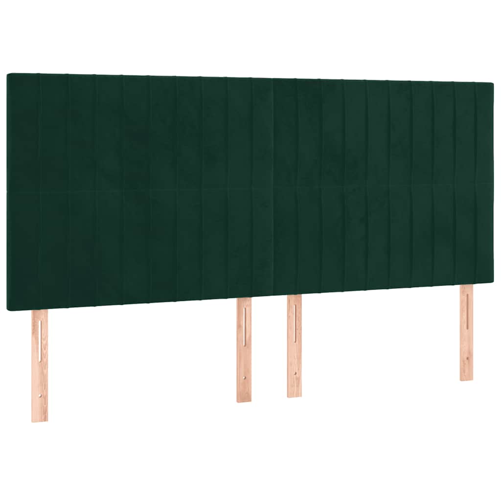 Krevet box spring s madracem LED tamnozeleni 200x200 cm baršun