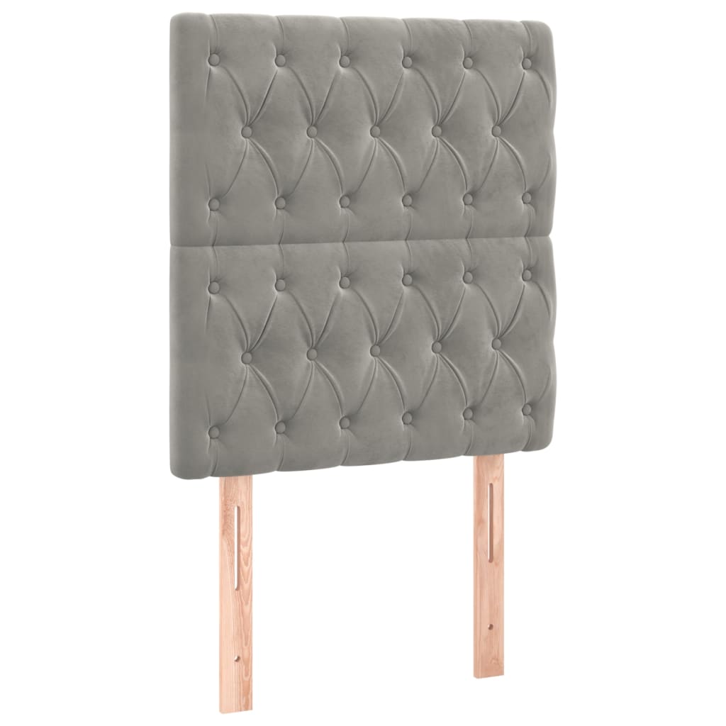 Krevet box spring s madracem LED svjetlosivi 80x200 cm baršun