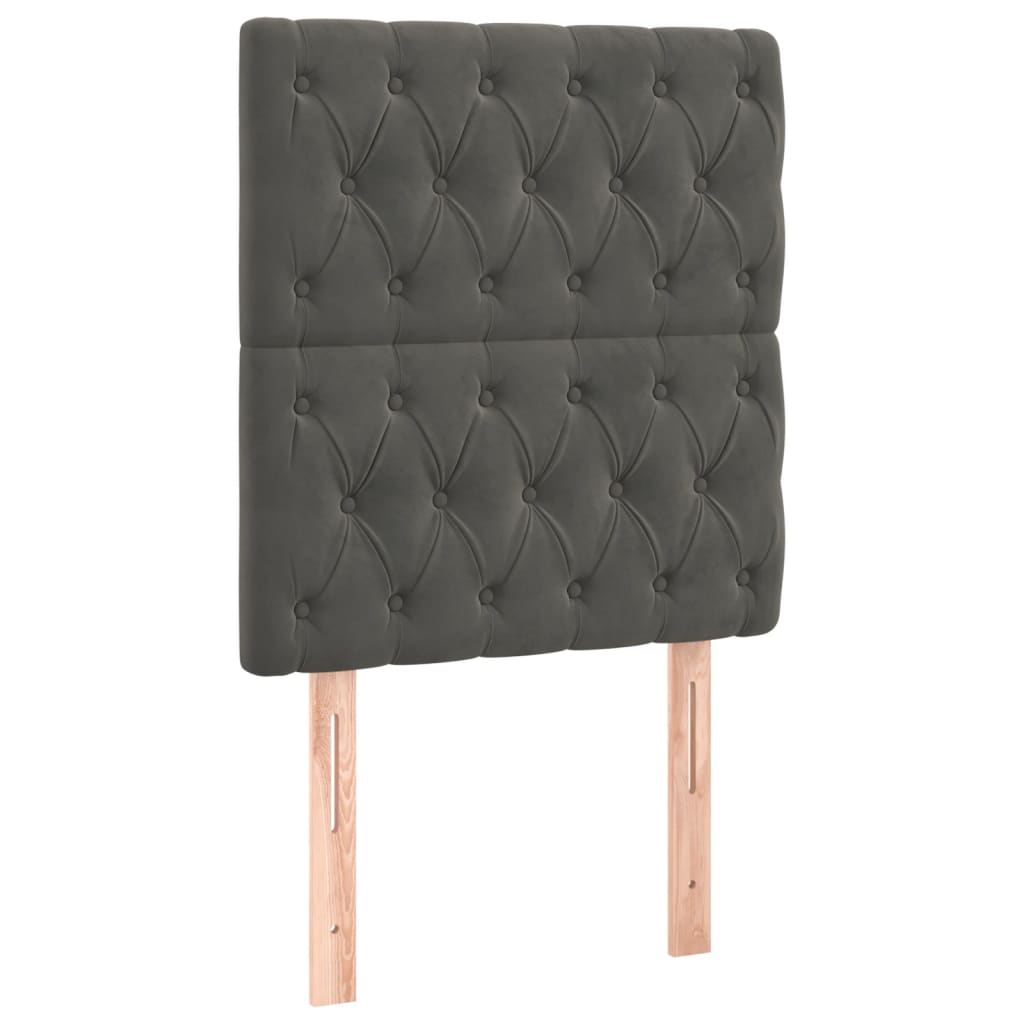 Krevet box spring s madracem LED tamnosivi 80 x 200 cm baršun