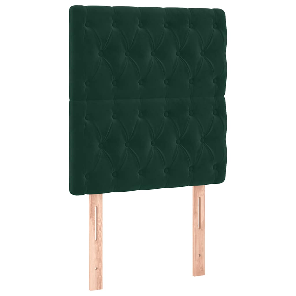 Krevet box spring s madracem LED tamnozeleni 80 x 200 cm baršun