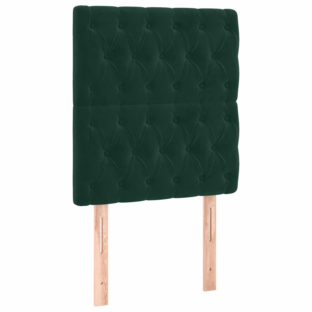 Krevet box spring s madracem LED tamnozeleni 90x190 cm baršun