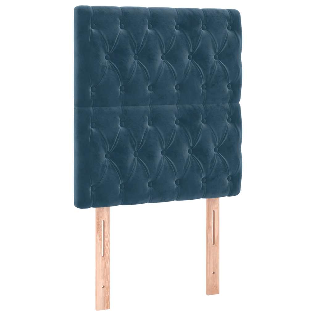 Krevet box spring s madracem LED tamnoplavi 90x190 cm baršun