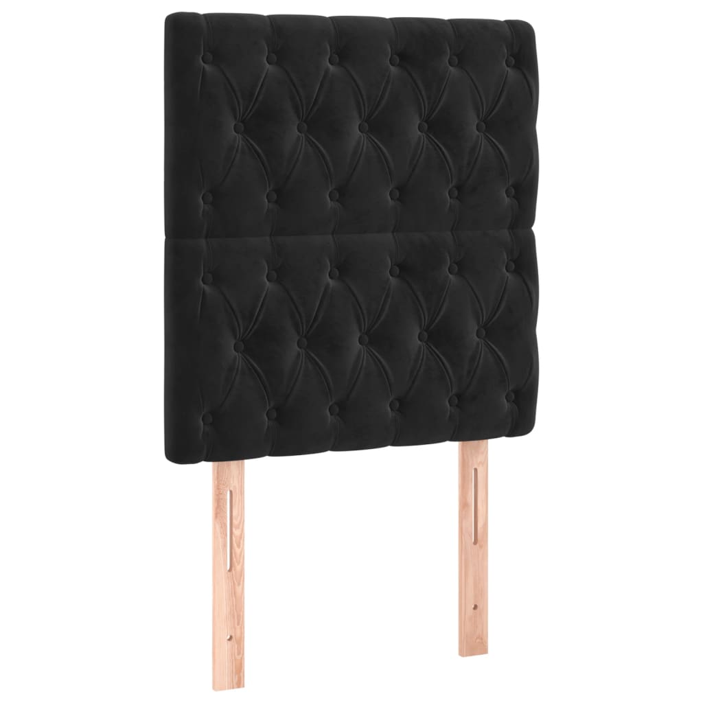 Krevet box spring s madracem LED crni 90x200 cm baršun