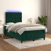 Krevet box spring s madracem LED tamnozeleni 120x200 cm baršun
