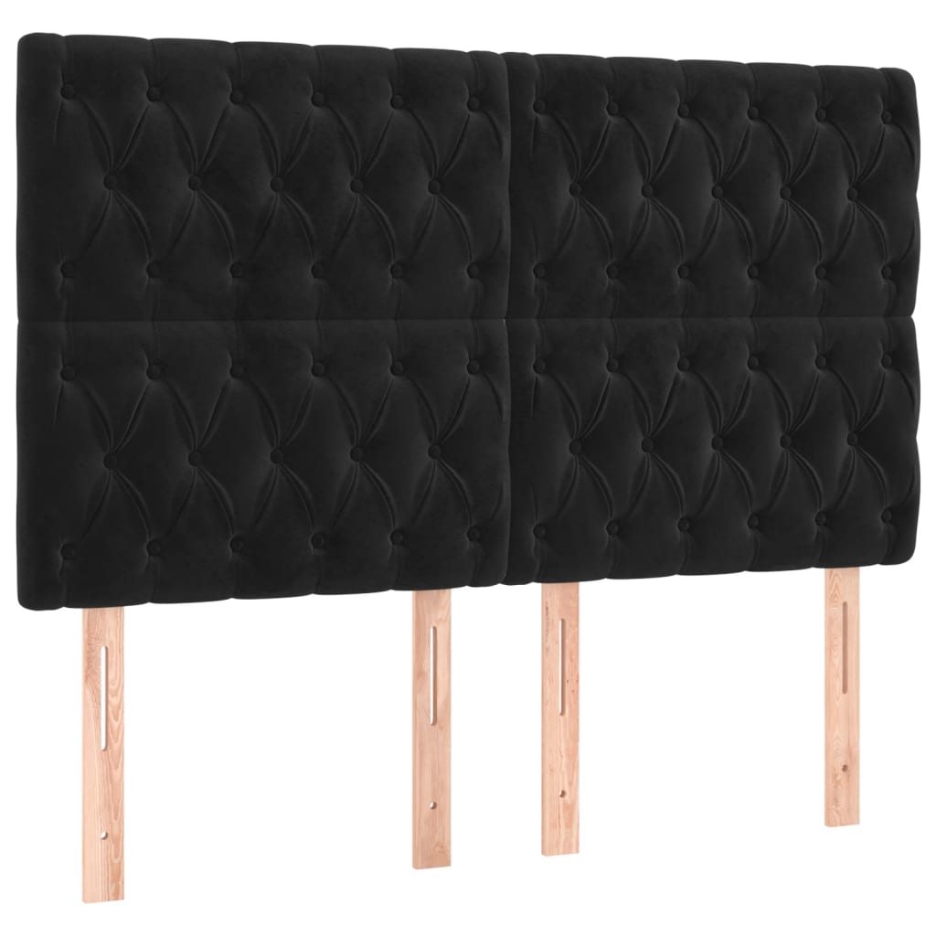Krevet box spring s madracem LED crni 140x200 cm baršun