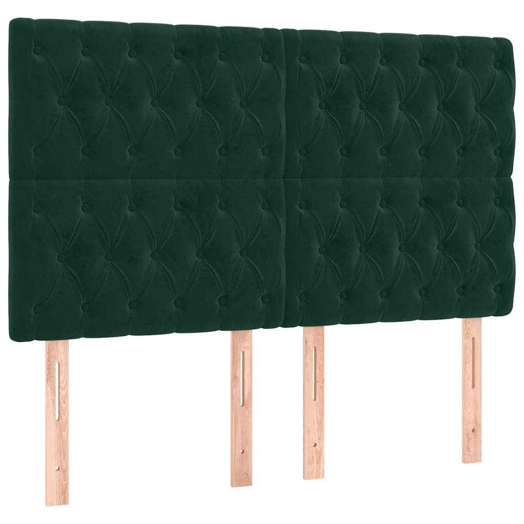 Krevet box spring s madracem LED tamnozeleni 180x200 cm baršun