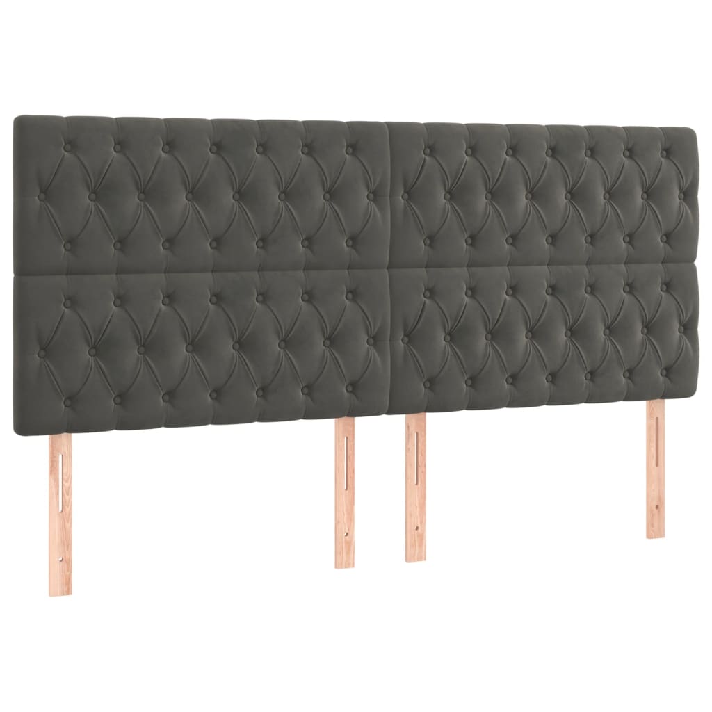 Krevet box spring s madracem LED tamnosivi 200x200 cm baršun