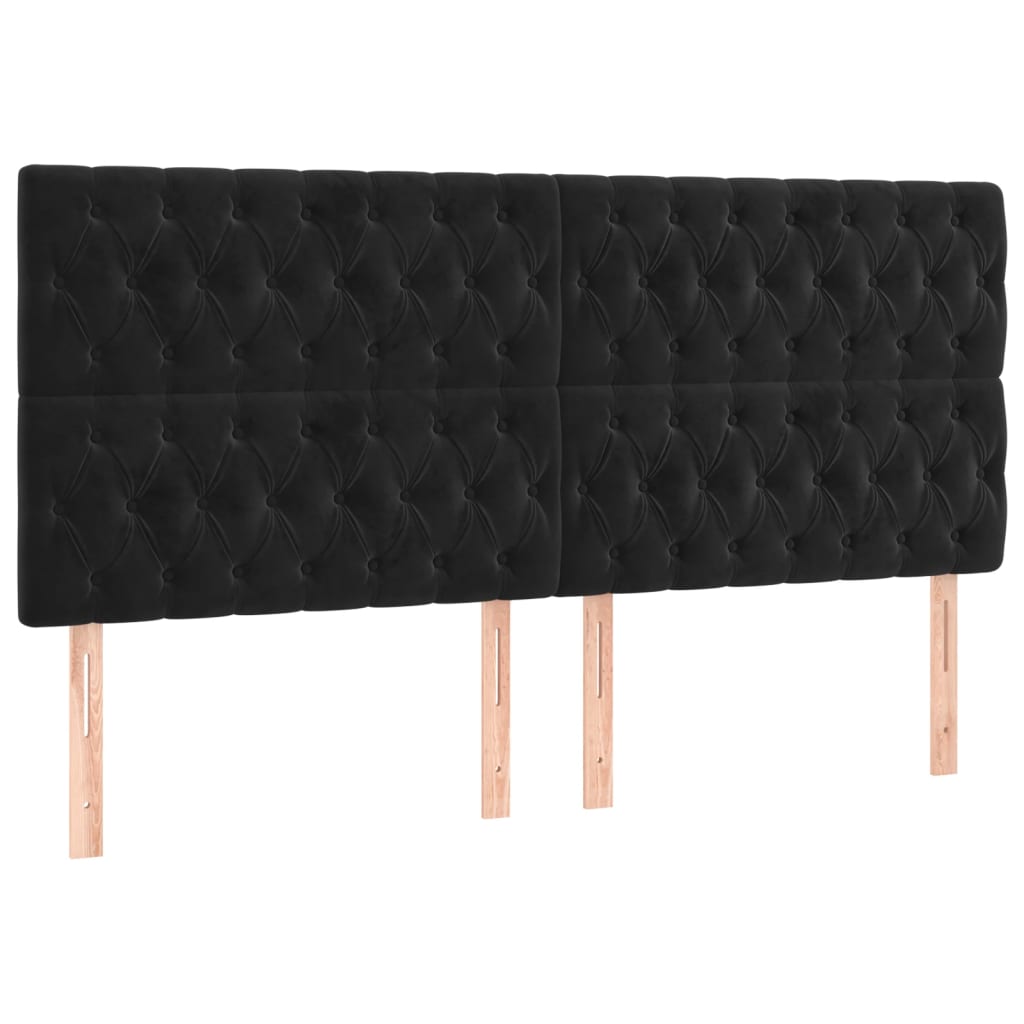 Krevet box spring s madracem LED crni 200x200 cm baršun