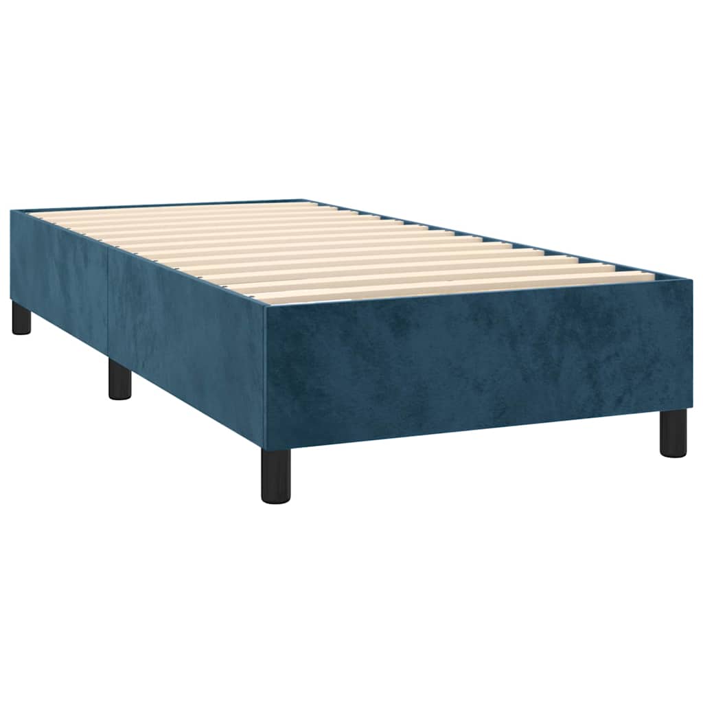 Krevet box spring s madracem LED tamnoplavi 90x200 cm baršun