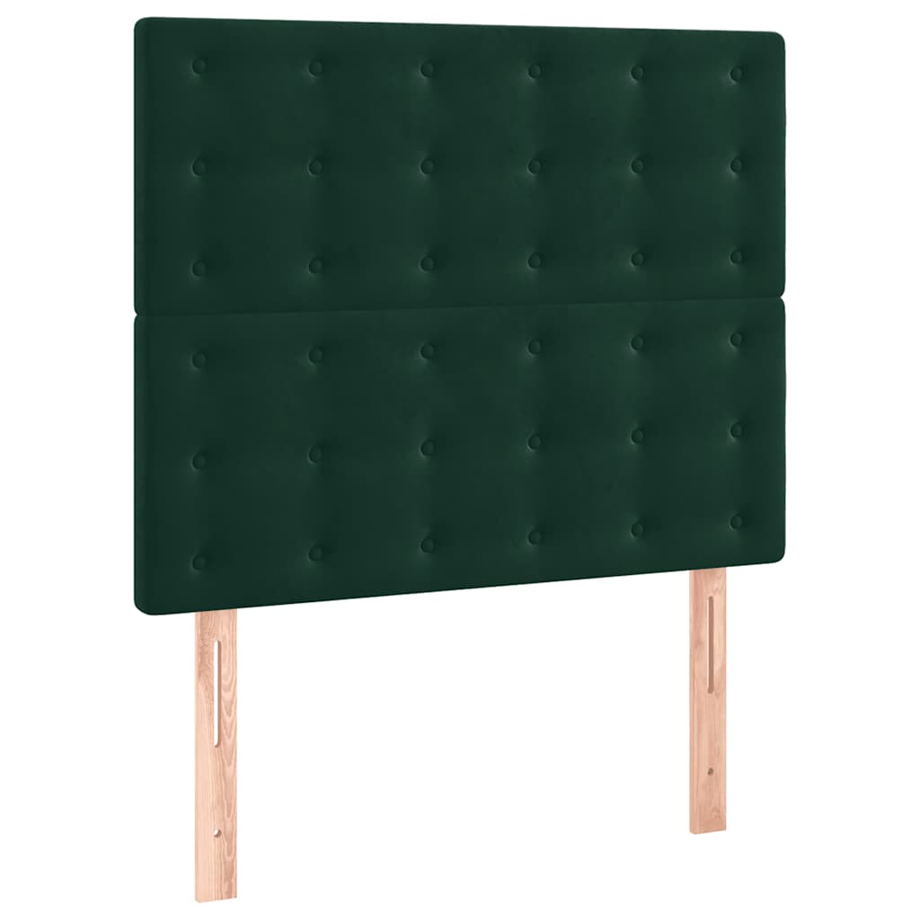 Krevet box spring s madracem LED tamnozeleni 100x200 cm baršun