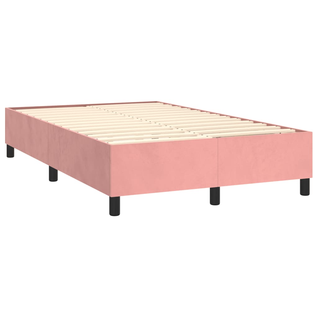 Krevet box spring s madracem LED ružičasti 120x200cm baršunasti