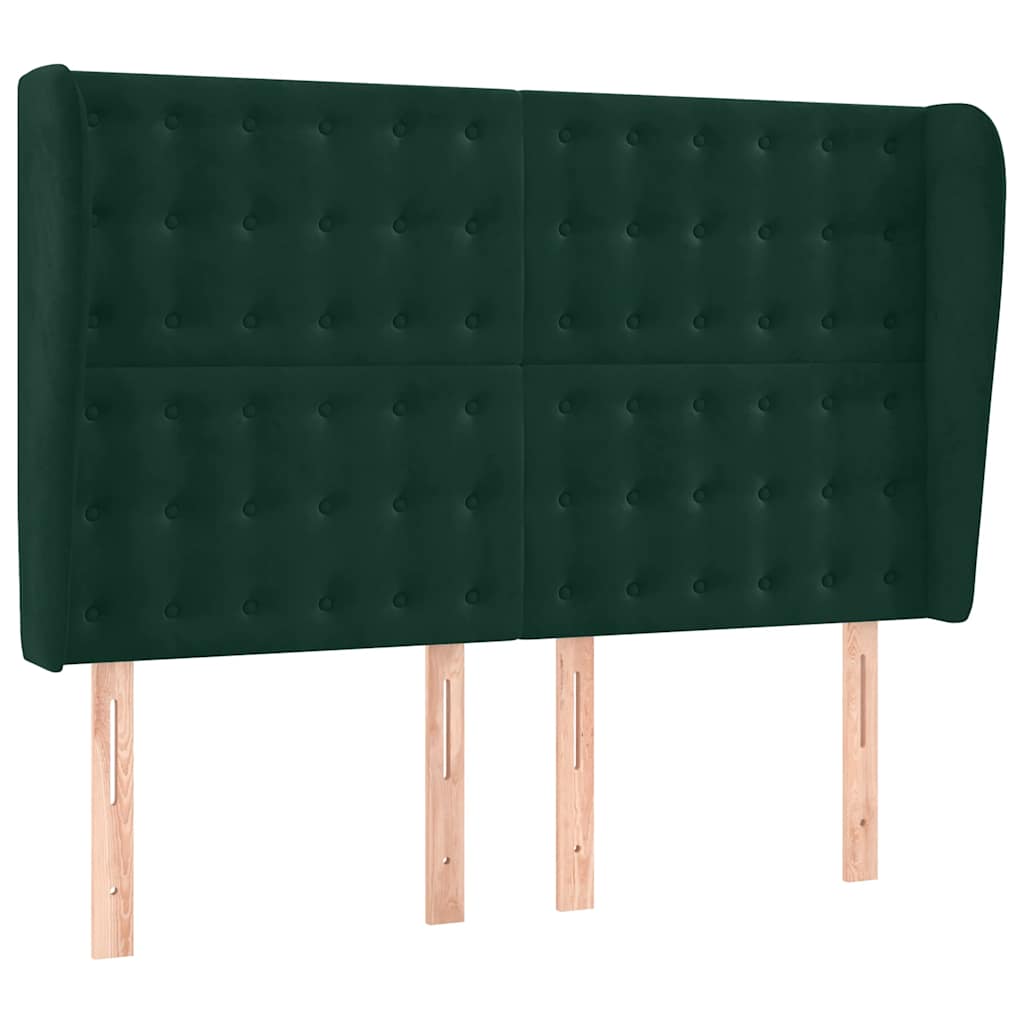 Krevet box spring s madracem LED tamnozeleni 140x200 cm baršun
