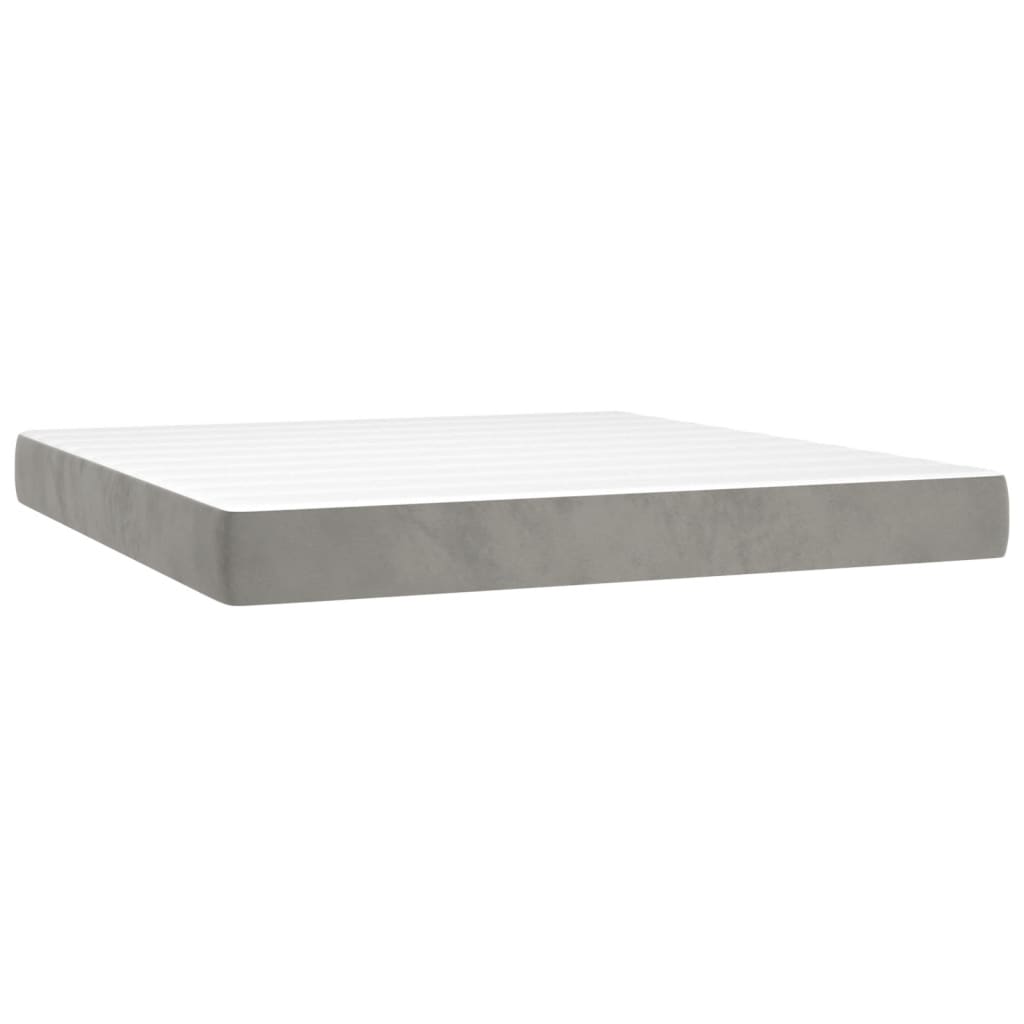Krevet box spring s madracem LED svjetlosivi 160x200 cm baršun