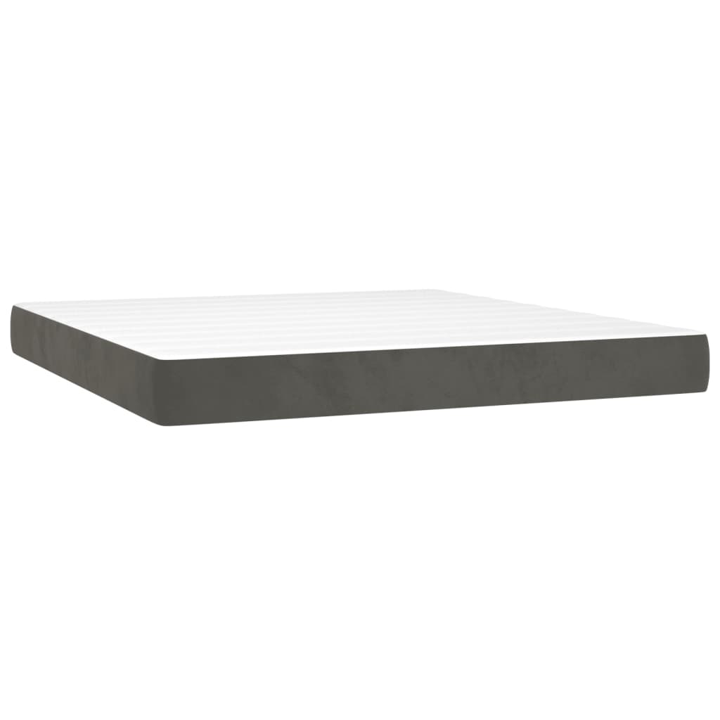 Krevet box spring s madracem LED tamnosivi 160x200 cm baršun