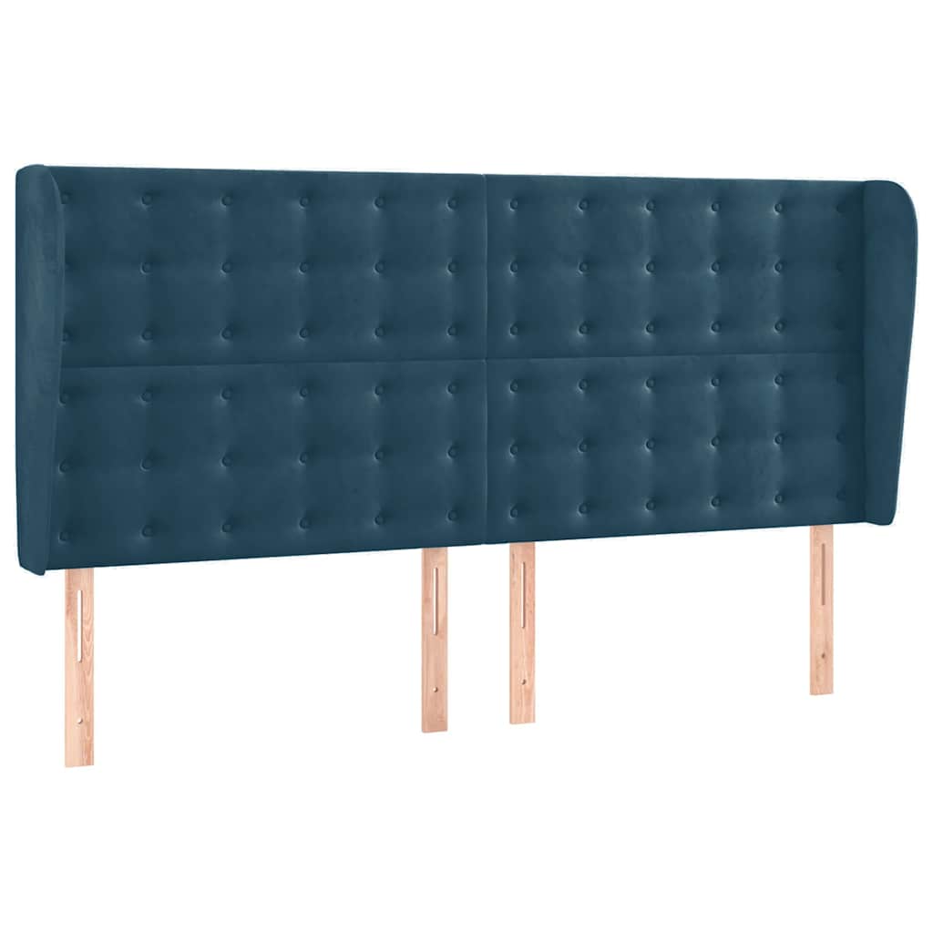 Krevet box spring s madracem LED tamnoplavi 180x200 cm baršun