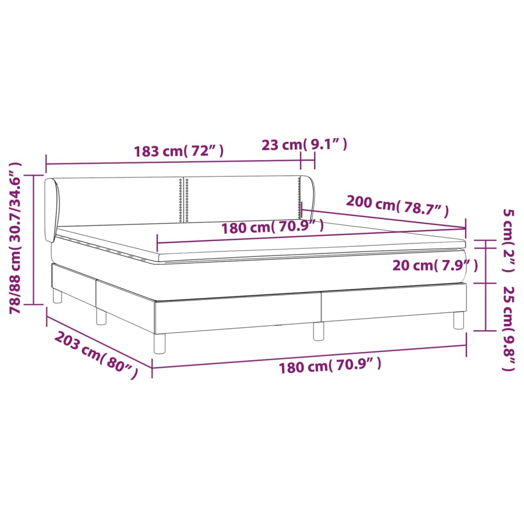 Krevet s oprugama i madracem krem 180x200 cm od tkanine
