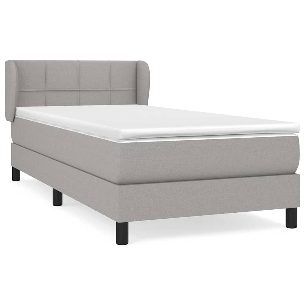 Box spring krevet s madracem svjetlosivi 90x190 cm od tkanine