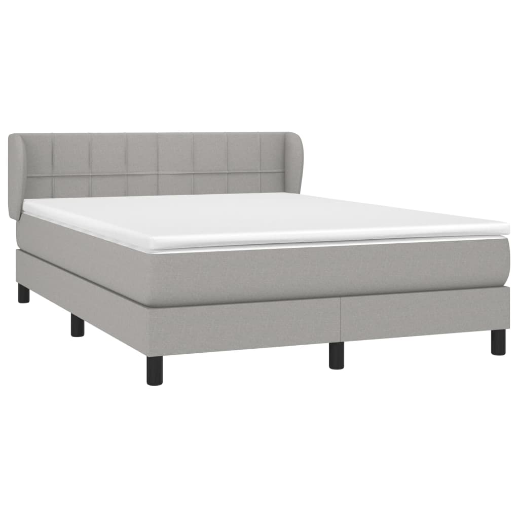 Krevet s oprugama i madracem svjetlosivi 140x190 cm od tkanine