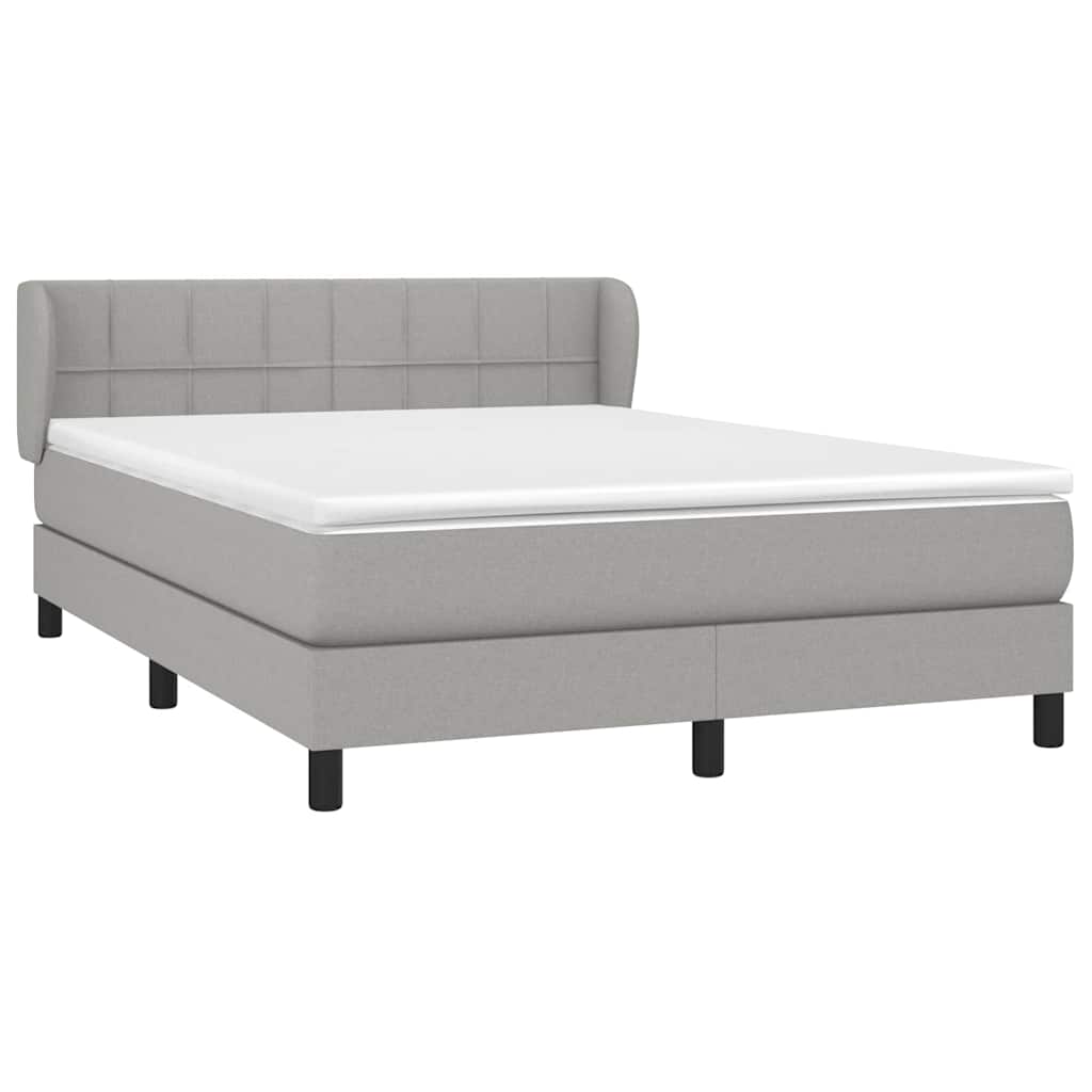 Krevet s oprugama i madracem svjetlosivi 140x190 cm od tkanine