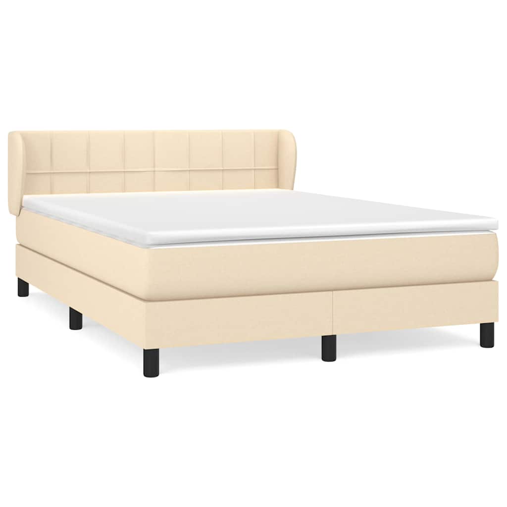 Krevet s oprugama i madracem krem 140 x 190 cm od tkanine