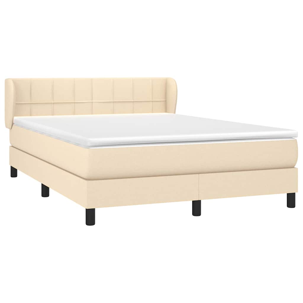 Krevet s oprugama i madracem krem 140 x 190 cm od tkanine