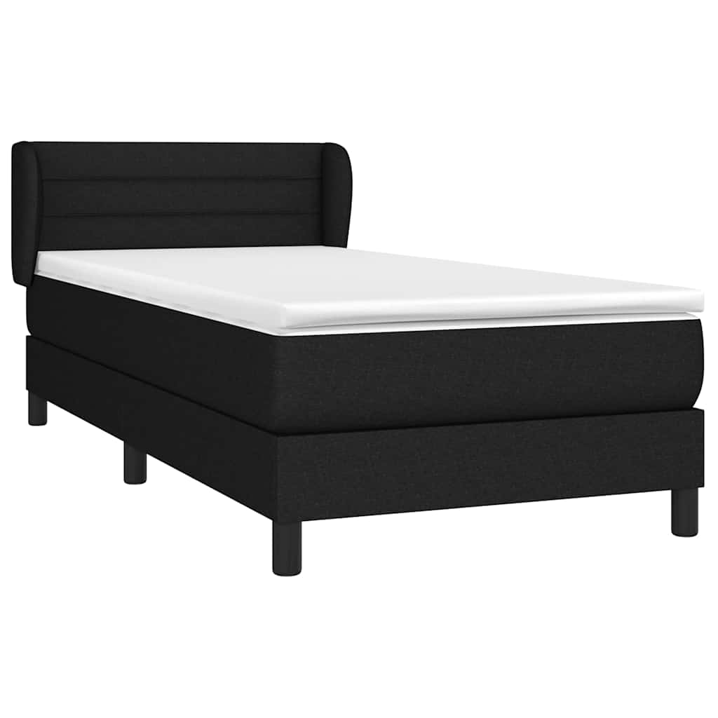 Krevet s oprugama i madracem crni 90x200 cm od tkanine